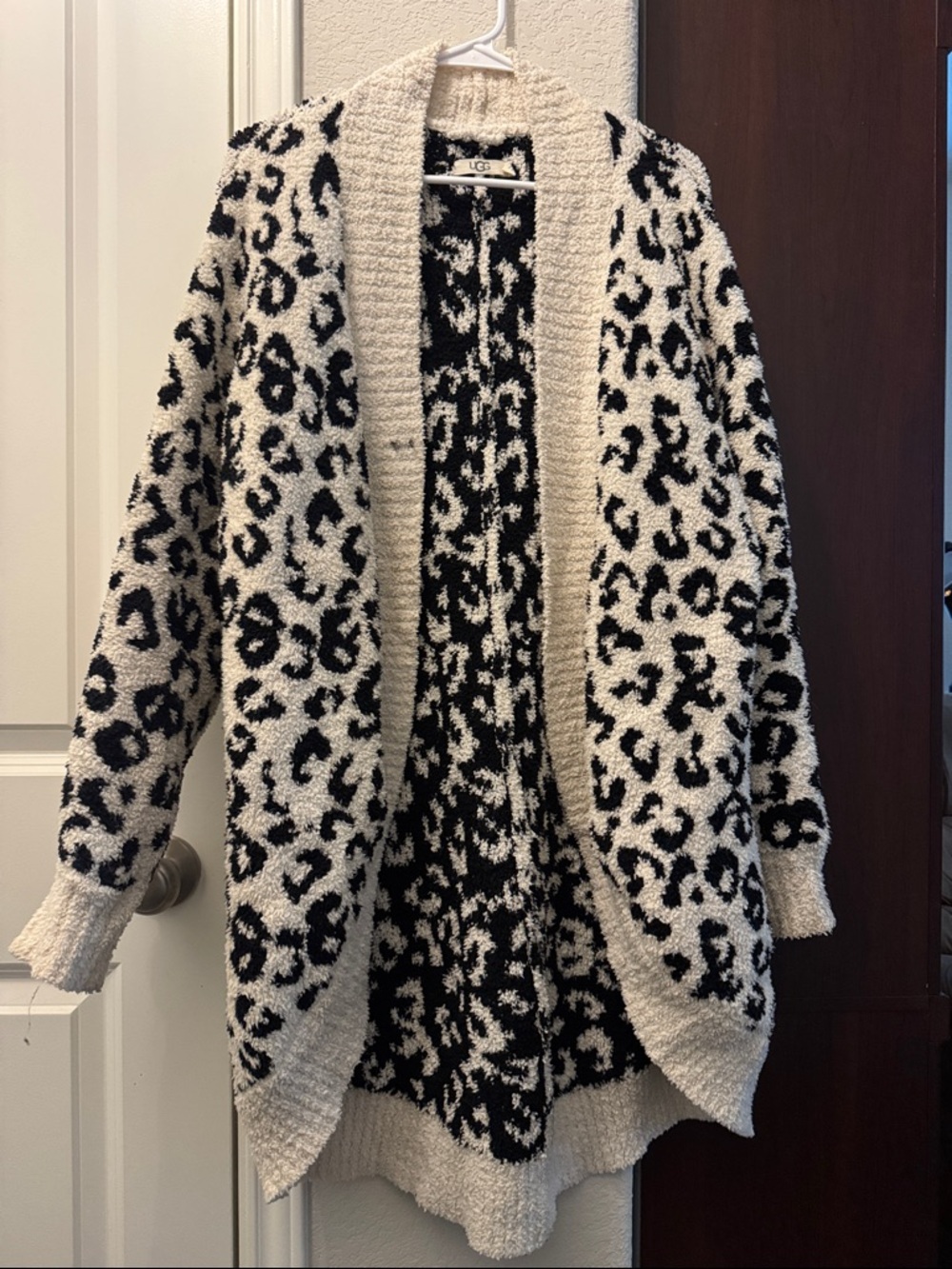 UGG Cream and Black Leopard-Print Open Cardigan